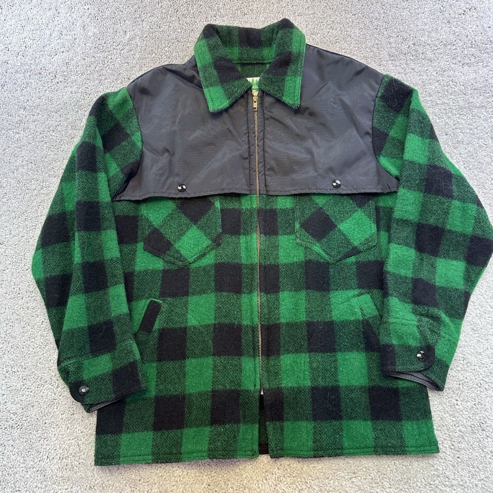 Labonville Wool Green Check Flannel Jacket Lumberjack USA Made Cruiser S700 Sz M